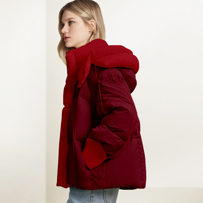 小个子连帽宽松洋气鸭绒外套