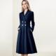 藏青色中长西装 领连衣裙女2026年春新款 气质OL通勤职业收腰A字裙