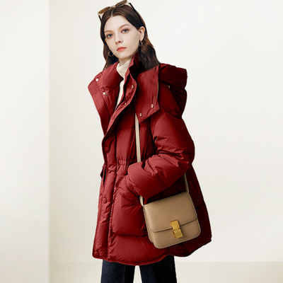 中长款鸭绒面包服外套潮