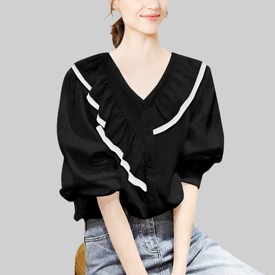 衬衫女荷叶边洋气减龄上衣
