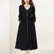 黑色御姐范V领连衣裙女2026年春季 新款 设计感收腰显瘦赫本风裙子