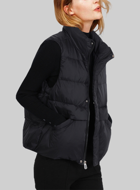 QOOEL轻薄羽绒马夹女2025年冬季新款短款百搭修身立领无袖羽绒服