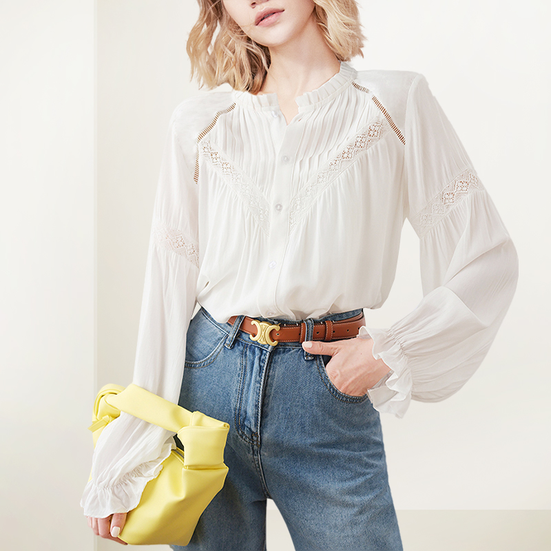春季白色时尚减龄气质衬衣