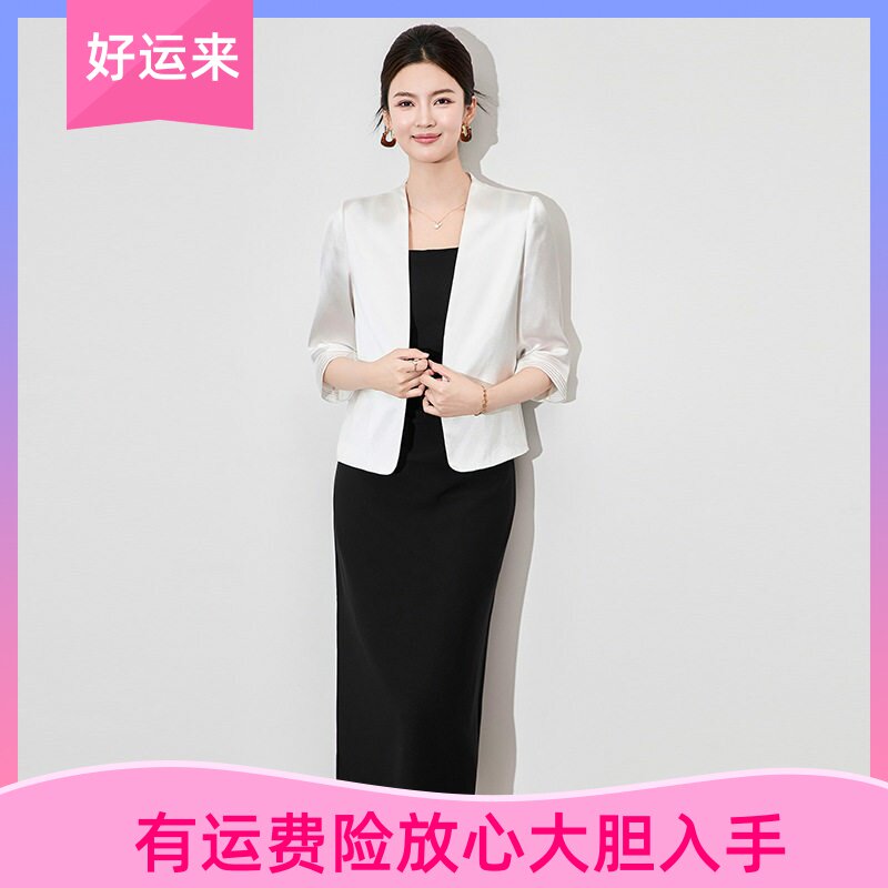 深圳南油时尚无领醋酸西装外套