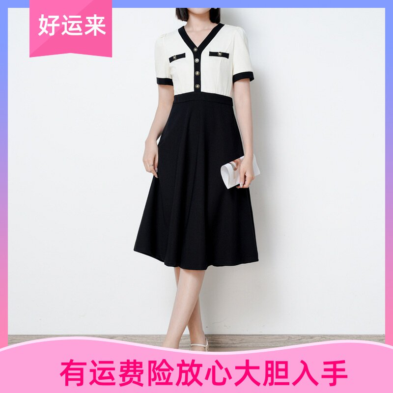高端短袖连衣裙女2025夏季新款优