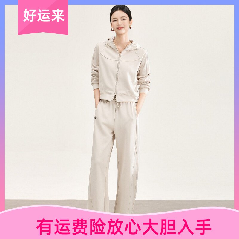 -法式复古运动套装女春宽松拉链