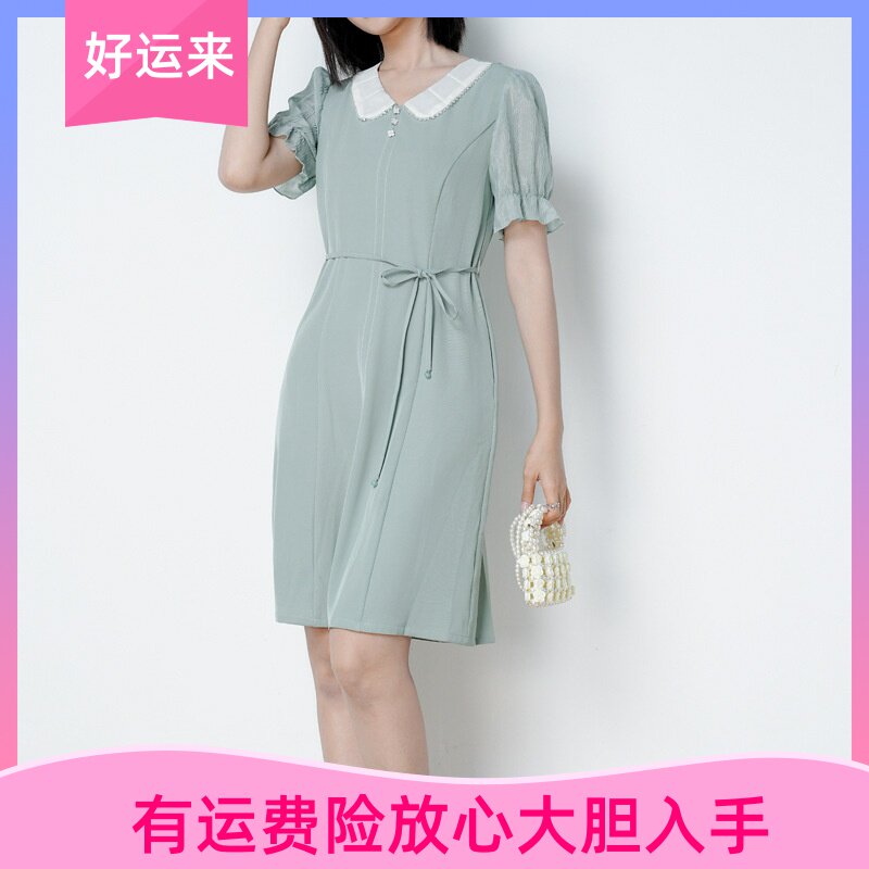 2025夏季法式复古新款娃娃领连衣