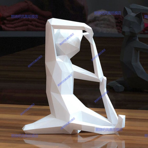 [低模] Yoga Cat 瑜伽猫纸模型 儿童手工折纸DIY拼装立体3D