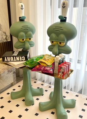 现货一米网红章鱼哥托盘落地超大摆件手办打工人沙发旁客厅置物架