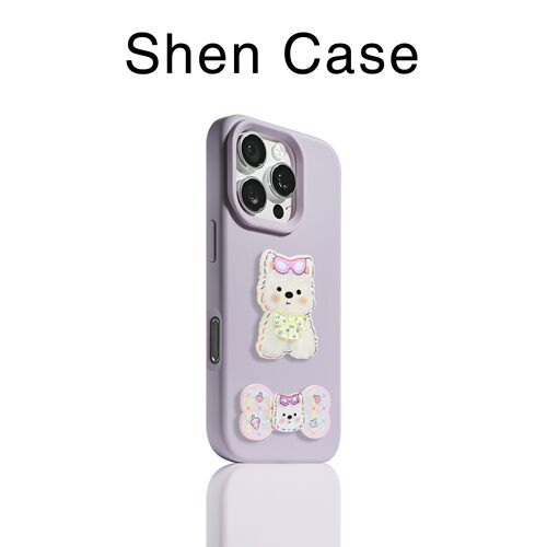 糯米壳夏日小狗支架适用iPhone17苹果15手机壳16promaxR/7plus/13