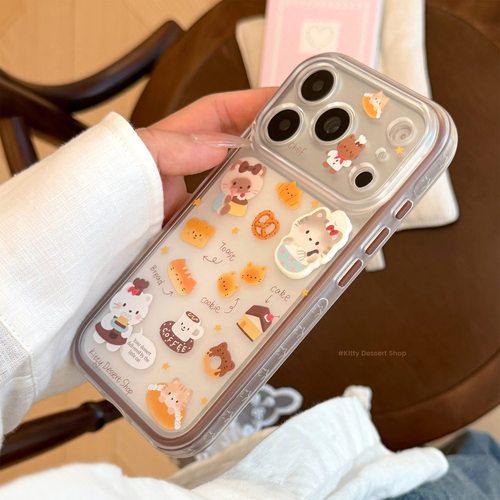烘焙猫咪大厨适用苹果17手机壳iphone18pm立体15棕边框卡通16全包