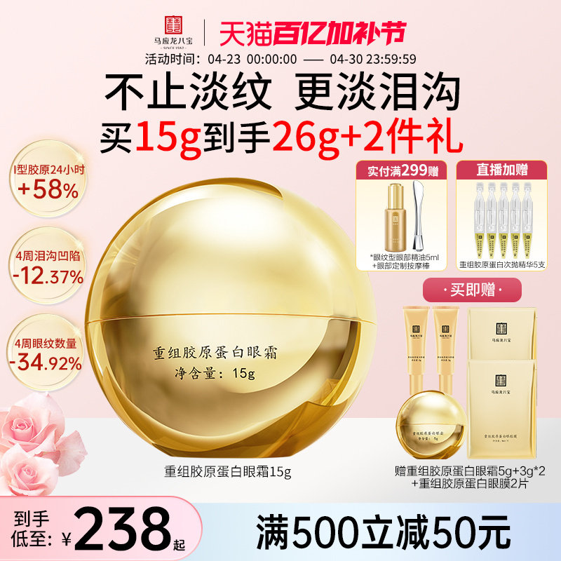 马应龙眼霜淡化黑眼圈细纹改善泪沟提拉紧致抗皱修护重组胶原蛋白