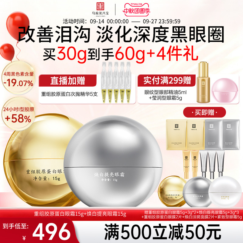 马应龙眼霜淡化黑眼圈细纹泪沟重组胶原蛋白紧致抗皱淡斑八宝正品