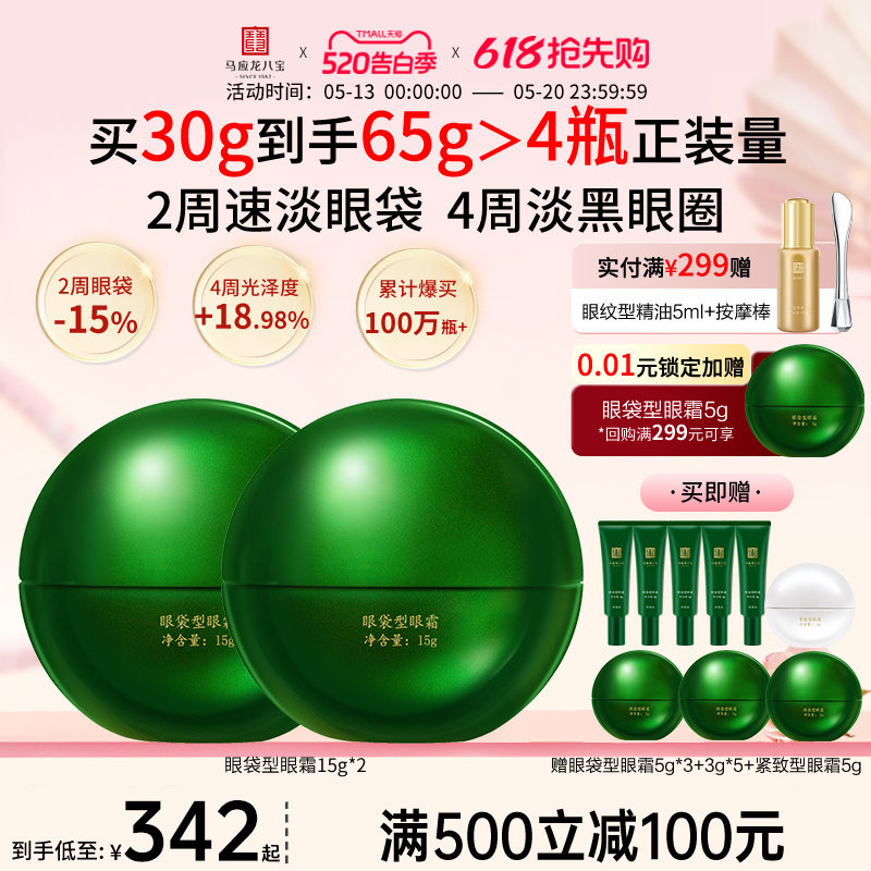 马应龙眼霜淡化眼袋黑眼圈细纹眼纹紧致抗皱补水保湿修护男女八宝