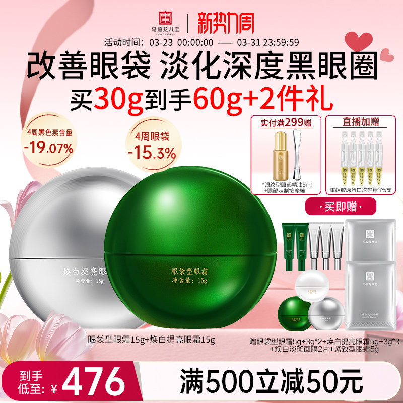 马应龙眼霜淡化黑眼圈细纹眼袋紧致抗皱美白淡斑祛斑烟酰胺八宝