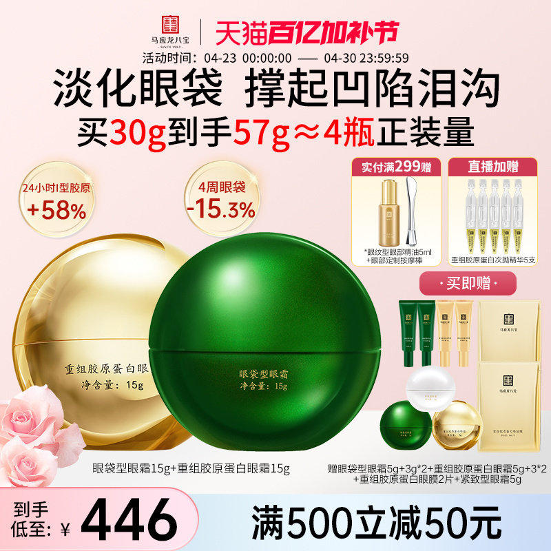 马应龙眼霜淡化眼袋黑眼圈细纹泪沟紧致抗皱修护重组胶原蛋白八宝