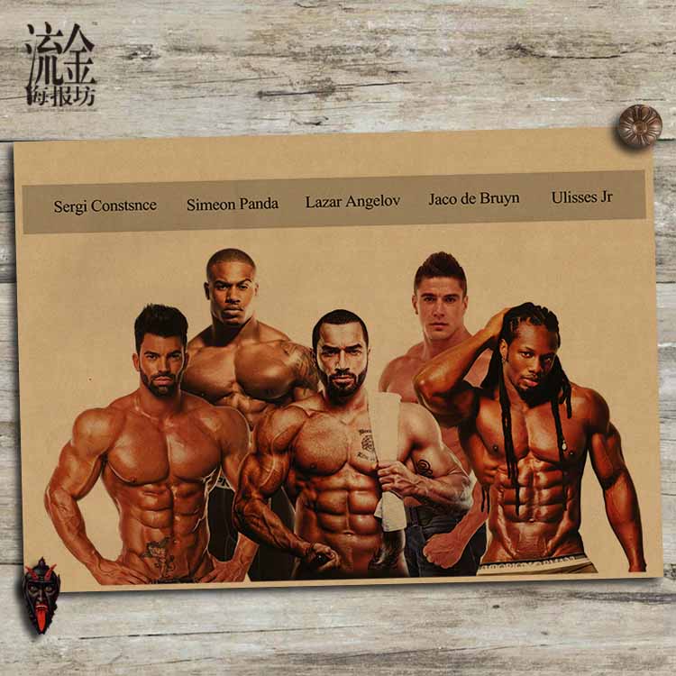 五大肌肉男 拉扎尔安格洛夫等海报复古文艺牛皮纸画 挂画壁画画芯