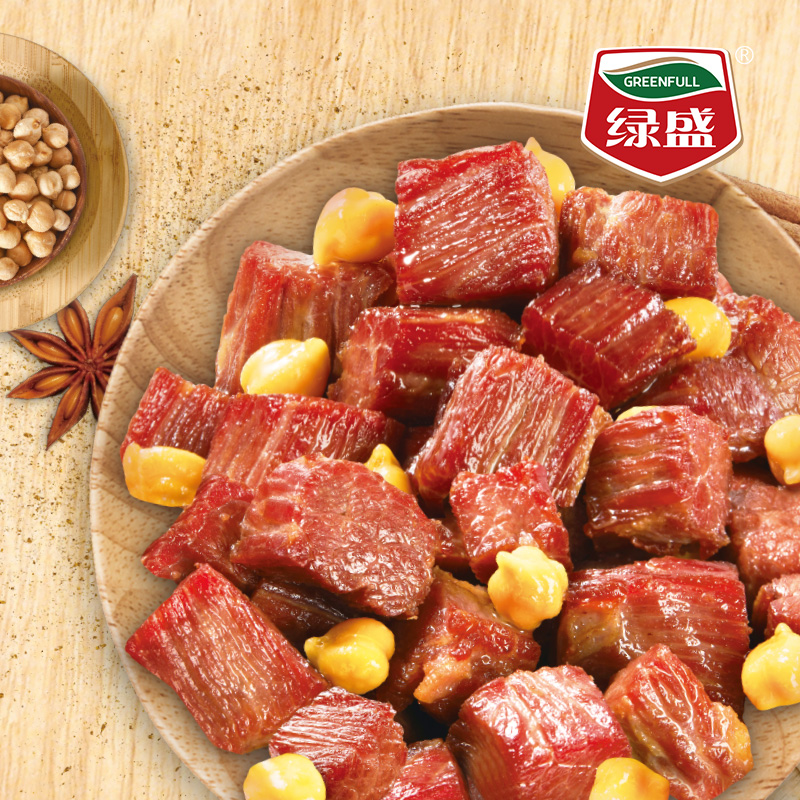 绿盛卤鹰嘴豆牛肉180g即食高蛋白休闲零食牛肉干卤牛肉健身小吃