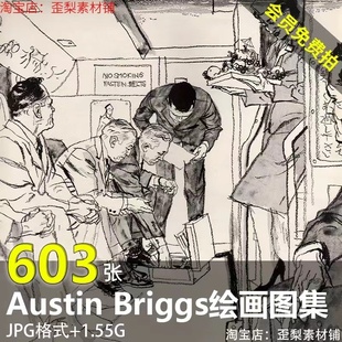 奥斯丁布里格斯Austin 复古插画素材 Briggs速写绘画作品高清图集