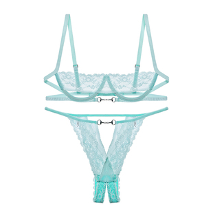 「依赖成性」性感蕾丝纯欲钢圈内衣薄文胸套装