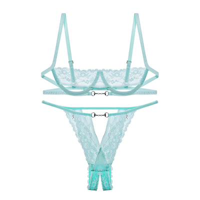 「依赖成性」性感蕾丝纯欲钢圈内衣薄文胸套装
