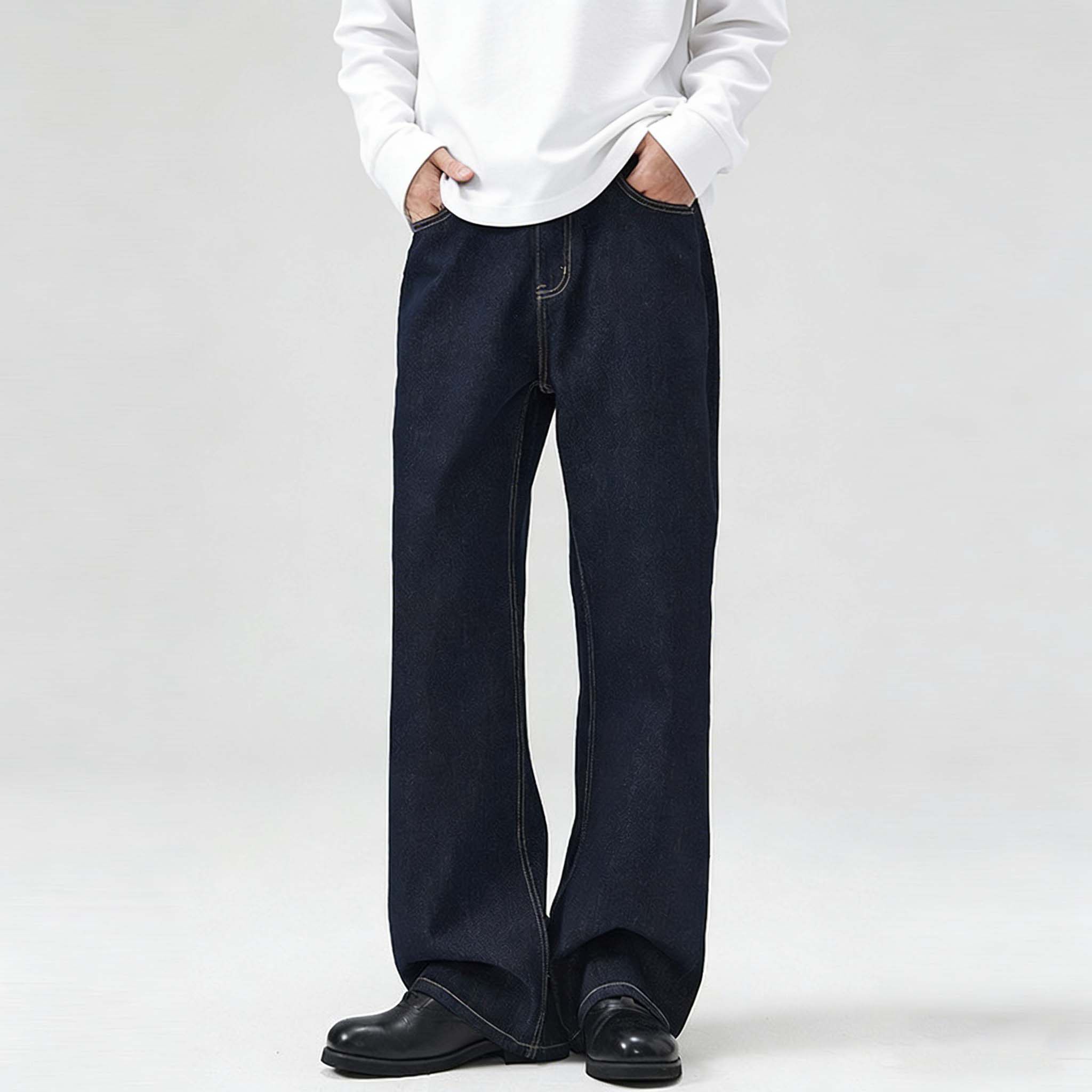 美式复古cleanfit阔腿丹宁牛仔裤2026新款男潮牌宽松直筒休闲长裤