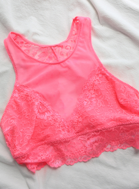 B1022 清仓外贸美国文胸性感蕾丝露背超薄无垫无钢圈无扣背心女