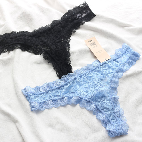 T1893｜2条装外贸欧美内裤女丁字裤蕾丝透气透肉性感t裤舒适柔软