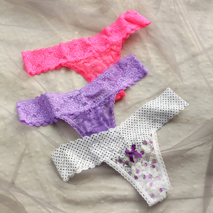 女t裤 T1441｜2条装 内裤 丁字裤 外贸欧美性感蕾丝轻薄透气透肉女款