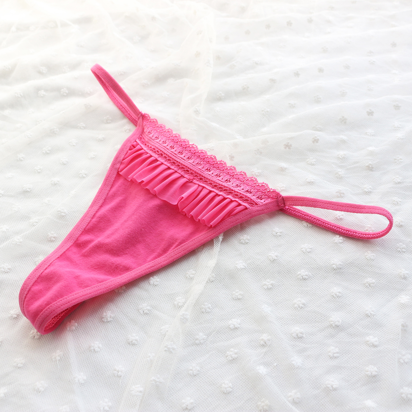 T550 外贸欧美性感细带丁字裤女棉质弹力低腰细线t裤粉色打底内裤