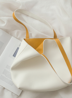 氧气种子2026春季新款 双面设计两面都可以用 日韩撞色单肩托特包