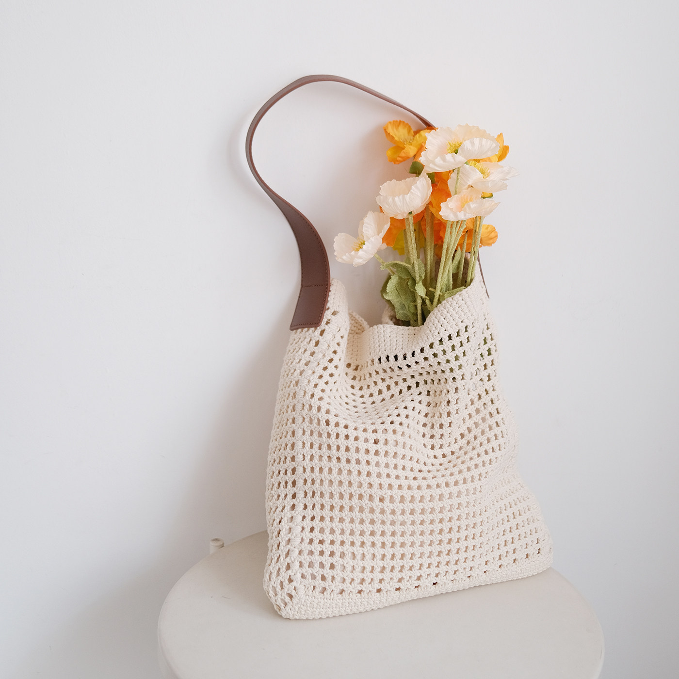 氧气种子2026森系镂空编织托特包女韩国大容量单肩包度假风沙滩包