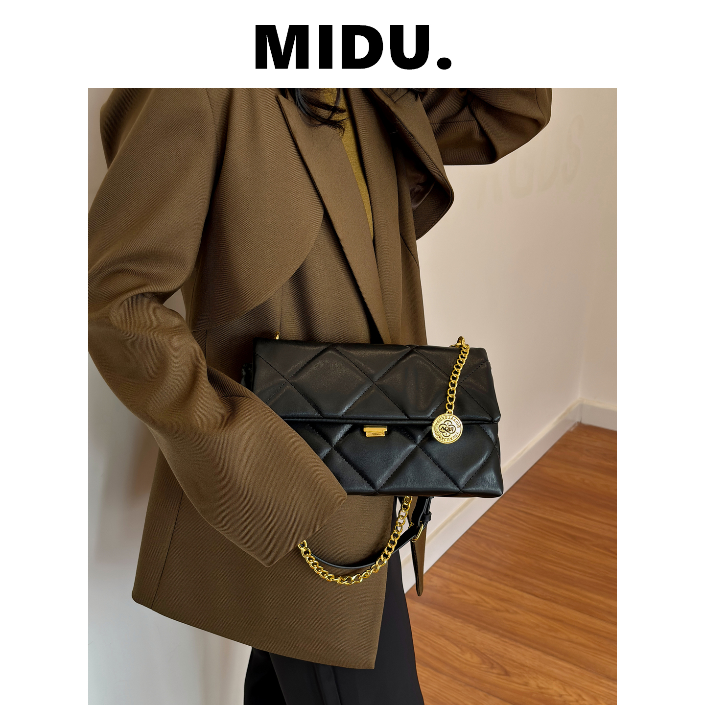 MIDU高级感包包女式2025新款秋季轻奢小众单肩包质感通勤斜挎包
