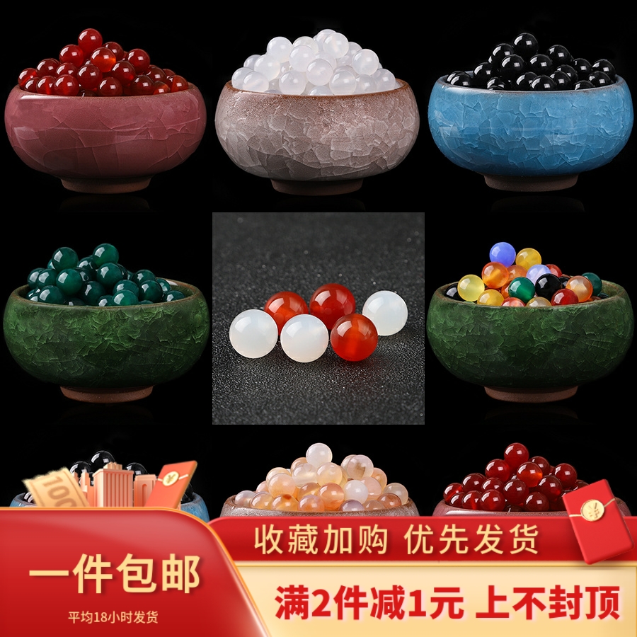 diy9A级天然黑红玛瑙圆珠散珠子