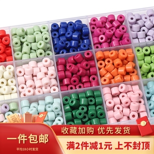 6mm亚克力实色小圆柱奶油珠散珠手工DIY串珠手链项链饰品材料配件