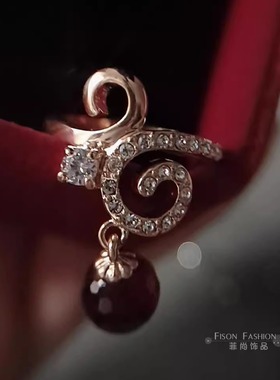 欧美精致复古宫廷红色水晶蛇形戒指女小众设计轻奢生肖蛇年吉祥物