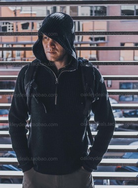 TAD THEOREM HOODIE美利奴羊毛半拉链套头连帽毛衣卫衣男士外套