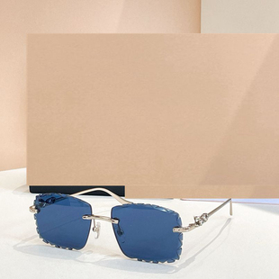 新款方形金属无框太阳眼镜男士01591时尚豹子遮阳墨镜女防紫外线