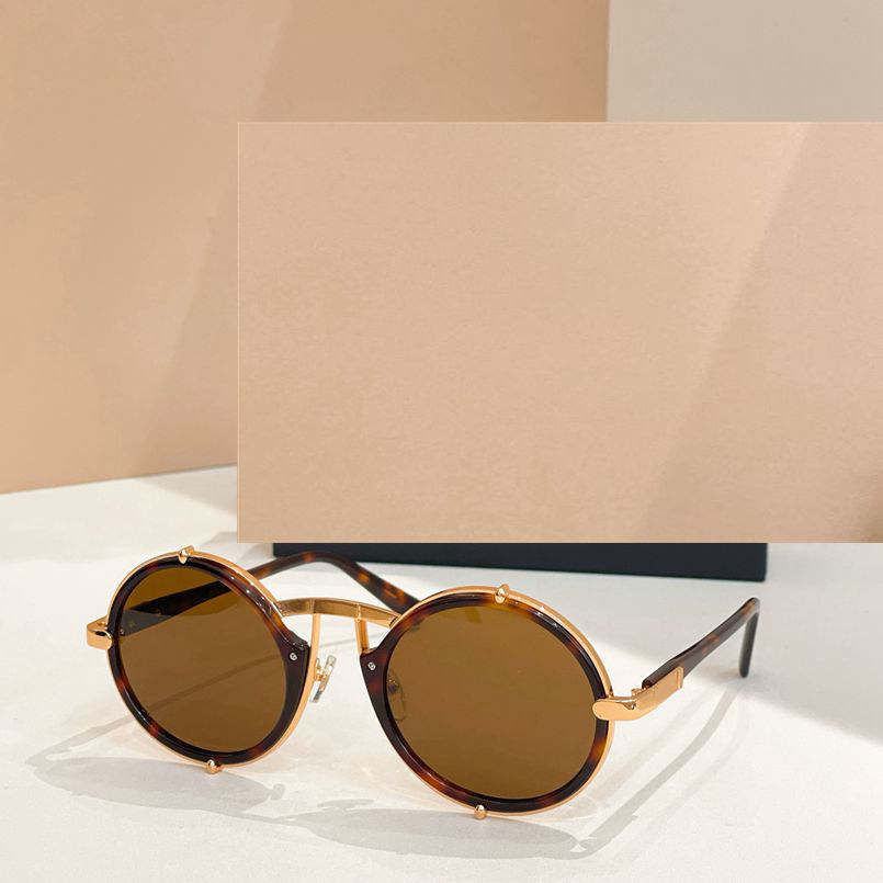 金属板材圆形小框太阳眼镜男女通用M644时尚复古风遮阳墨镜玳瑁粉