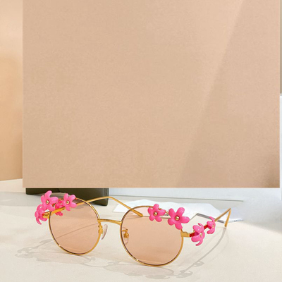 金属圆形花朵遮阳太阳镜女网红风