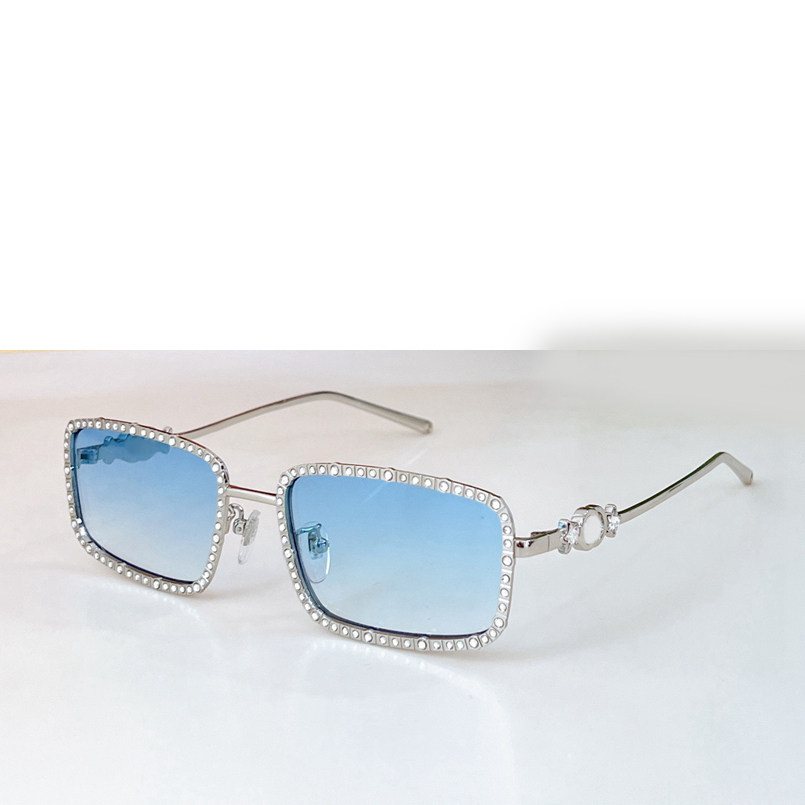 金属方形小框太阳眼镜女1568S优雅镶钻遮阳墨镜男防紫外线银蓝金