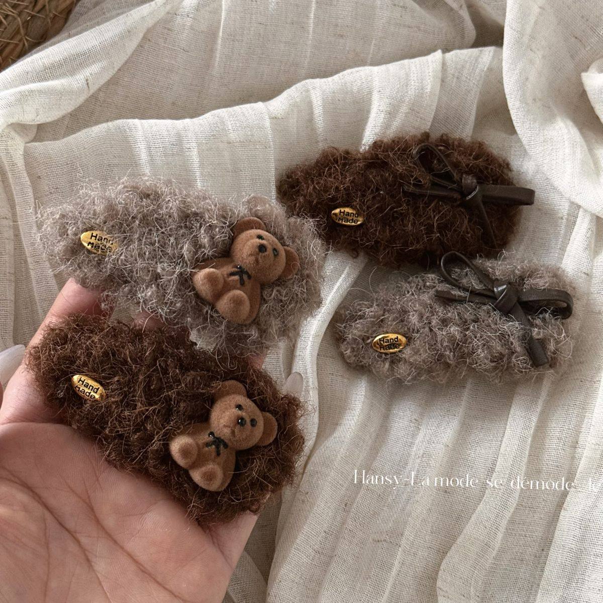 韩系金标羊羔毛小熊发卡毛绒蝴蝶结发夹侧边夹高级感bb夹小饰品,饰品/流行首饰/时尚饰品新,民族风发饰,淘宝优惠券,粉丝福利购,淘宝优惠卷