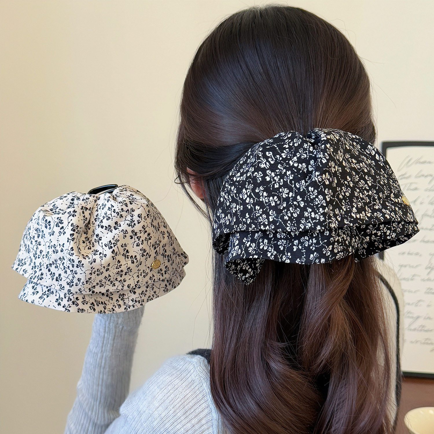 精致裙摆碎花半扎发马尾夹复古秋冬抓夹高级感轻奢发夹韩版头饰,饰品/流行首饰/时尚饰品新,民族风发饰,淘宝优惠券,粉丝福利购,淘宝优惠卷