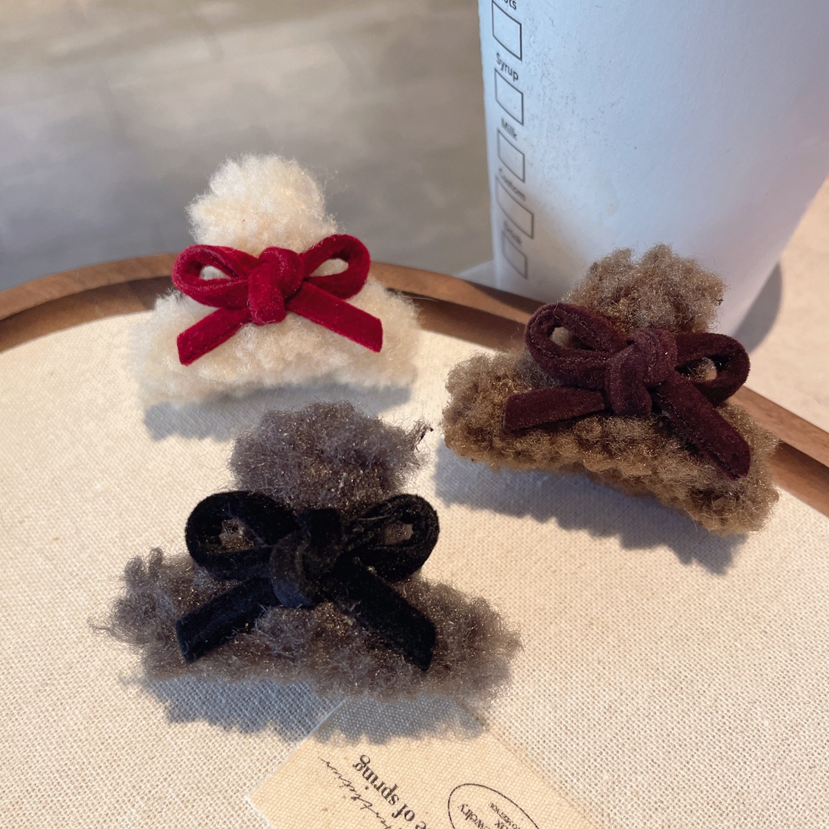 韩系甜妹风仿羊羔毛毛绒发夹秋冬高级感侧边抓精致刘海碎发夹子