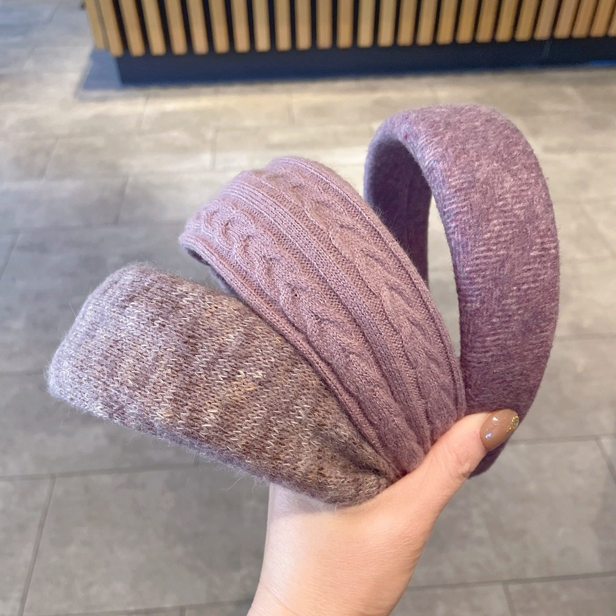 高端毛线针织紫色宽边发箍女2025新款高颅顶头箍发饰秋冬发卡头饰