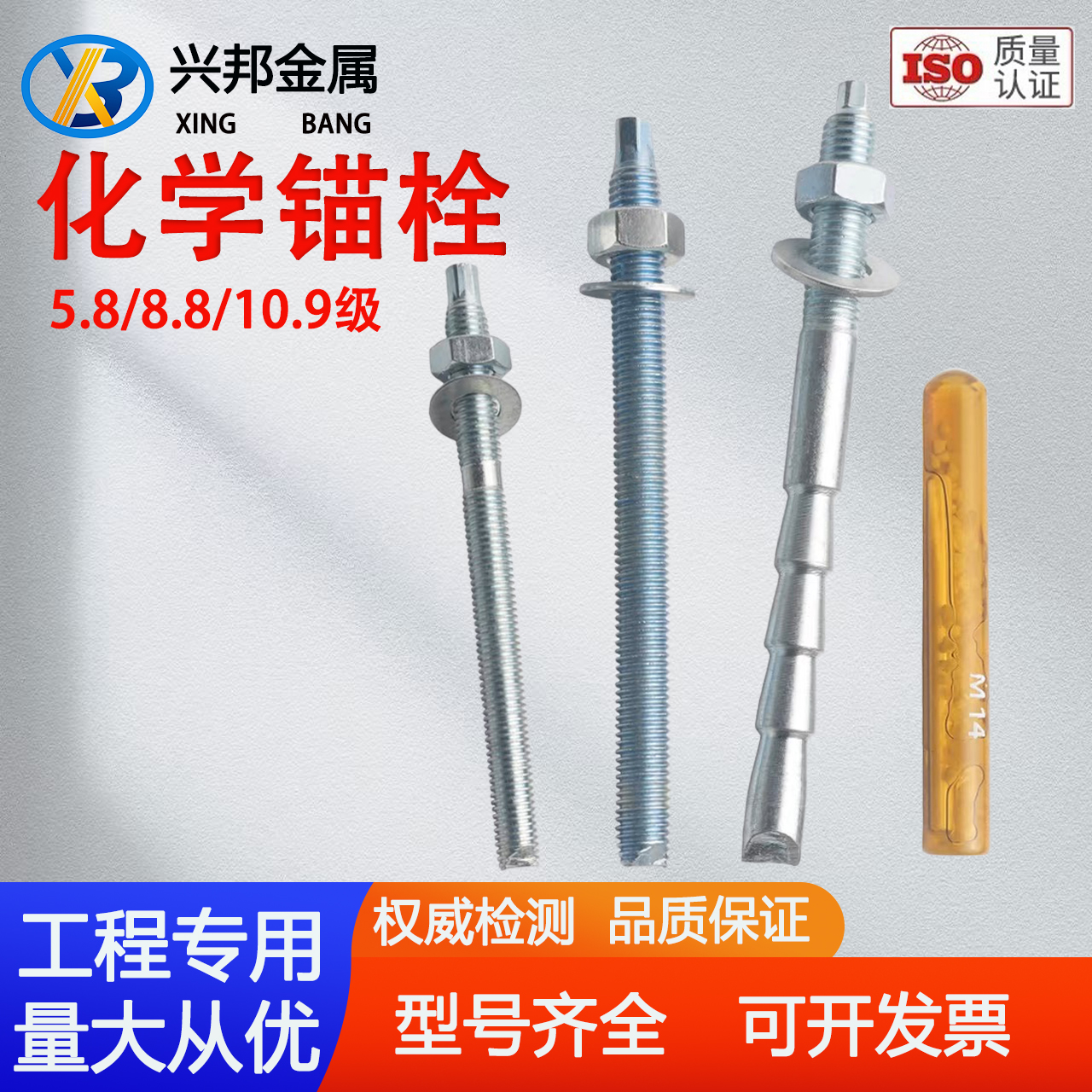 化学膨胀螺栓高强度8.8级化学锚栓倒锥形定型锚栓m12m16m18m20m24