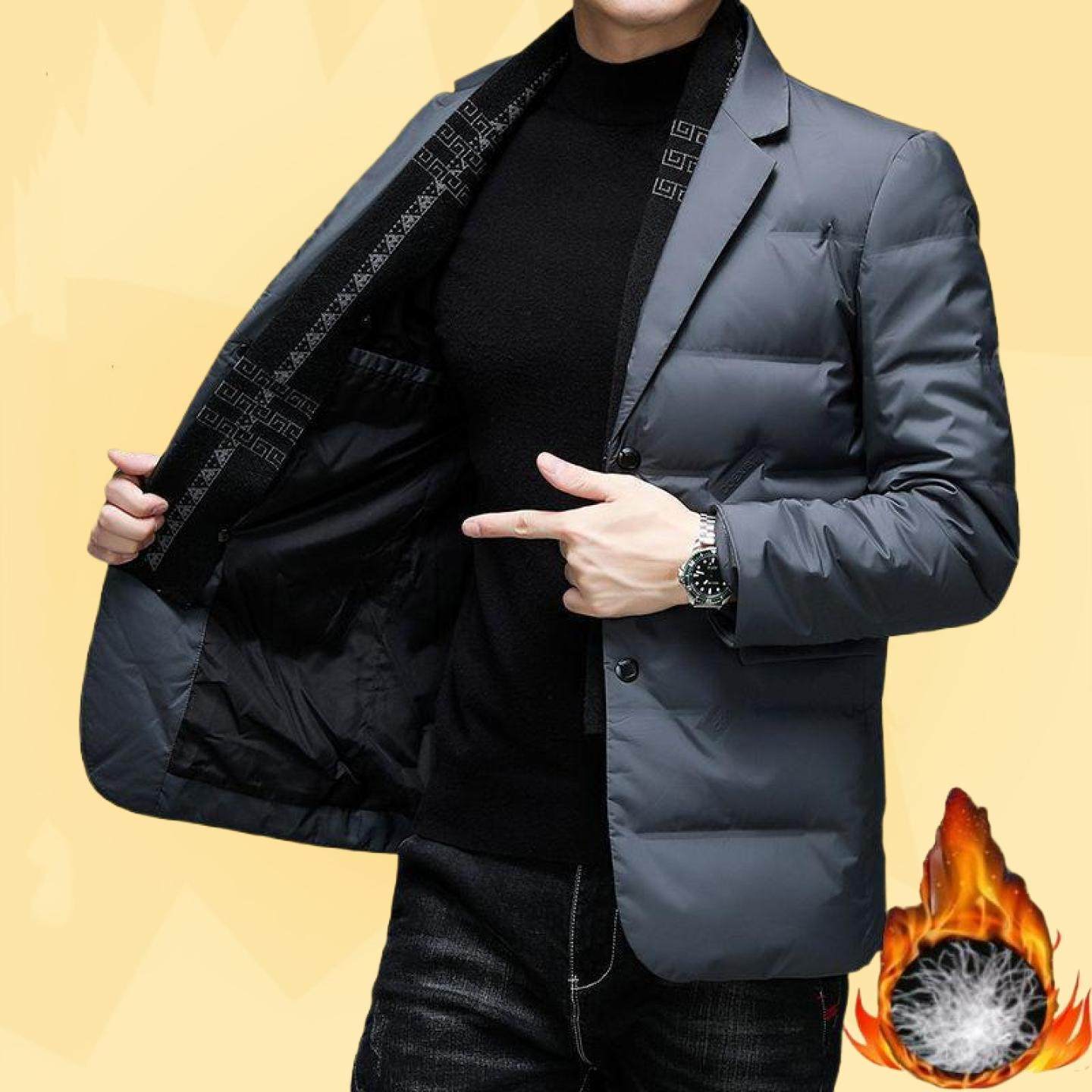 羽绒围巾外套以撒时男修身西服领尚可鸭绒脱卸白服羽绒服保罗