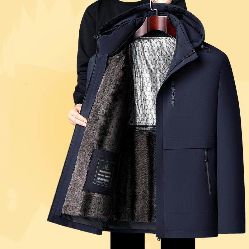 保暖男士中老年爸爸加厚棉衣休闲拆加绒冬季可帽子内胆装外套