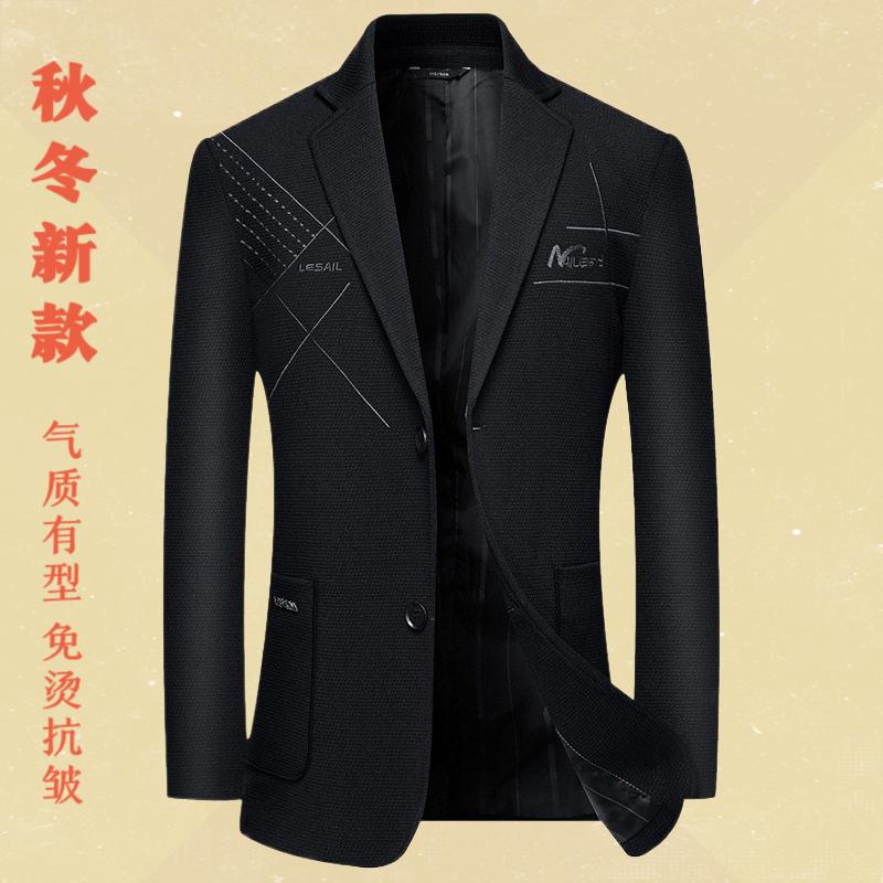 2025秋冬季新款中年男士加棉西装外套爸爸高档商务休闲西服男上衣