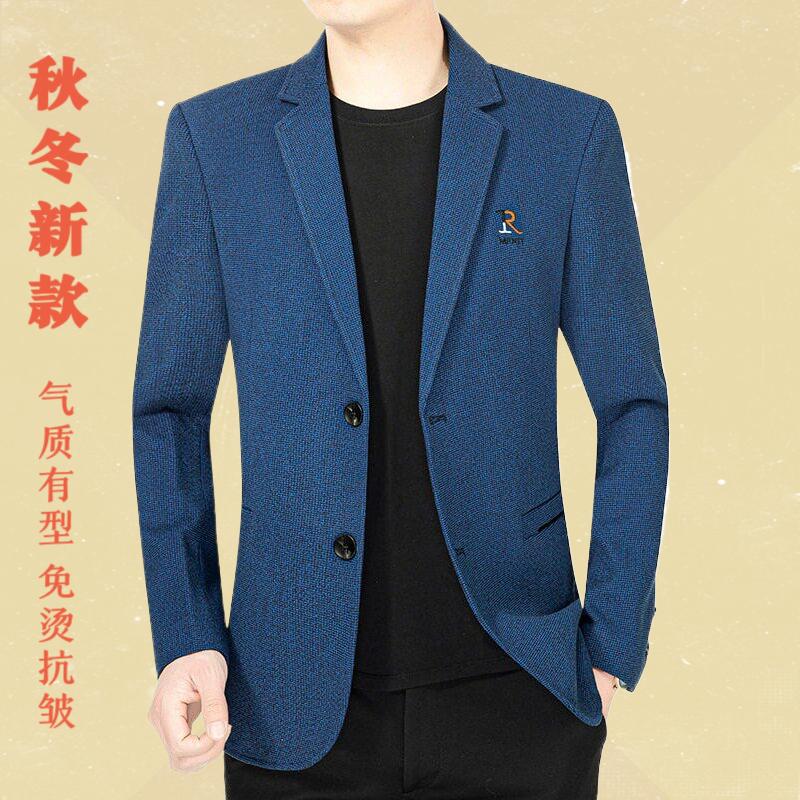 2025春秋季新款中年男士西服外套爸爸装商务休闲西服上衣服小米格